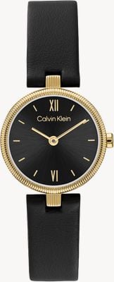Calvin Klein GLEAM Quartz (24mm) Black Sunray Dial / Black Leather Strap 25100230