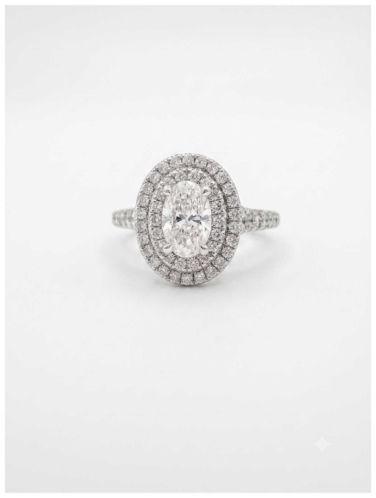 GEMEX J43790 Platinum Double Halo Ring F Si2 Jewellery