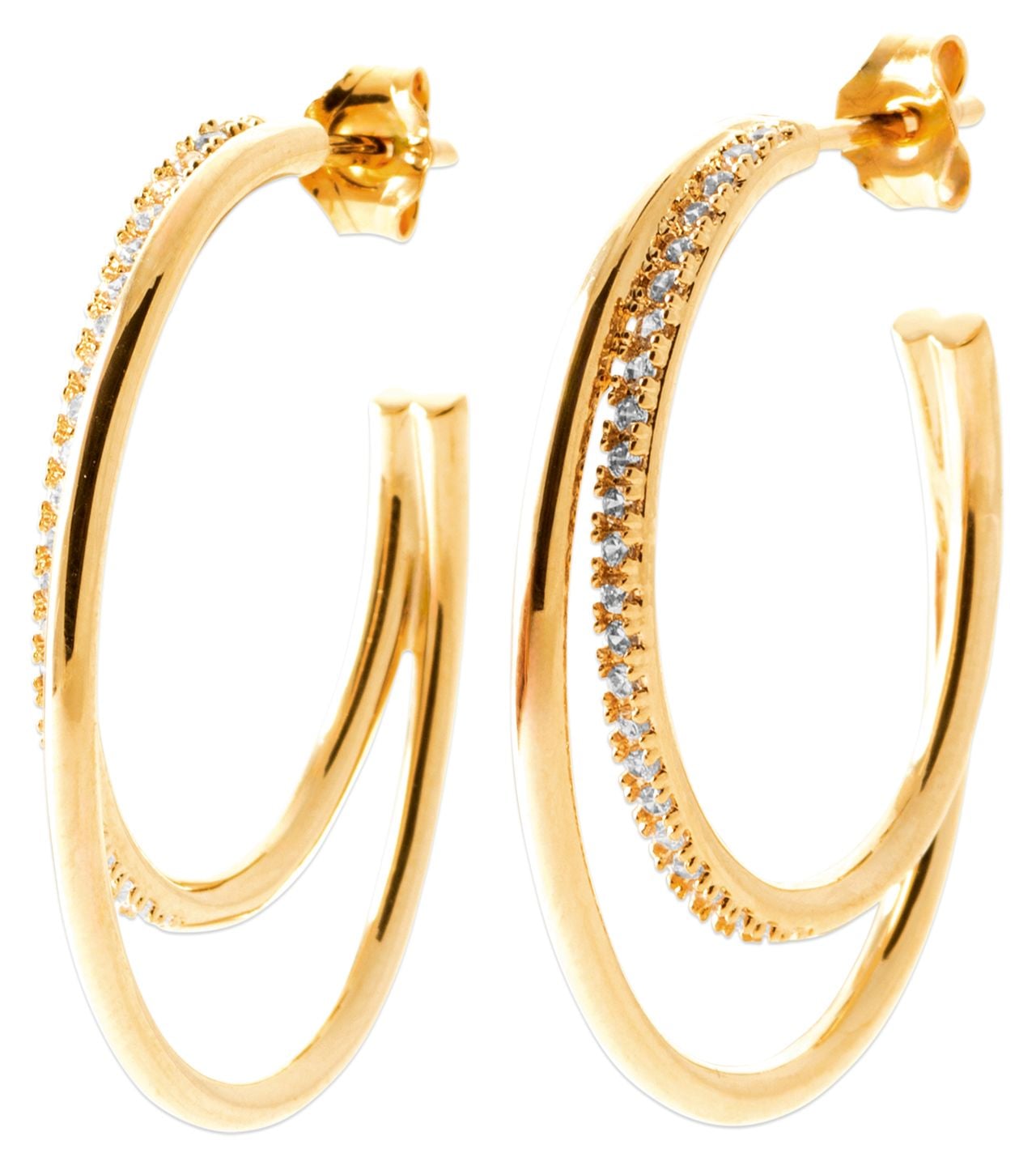 Burren Jewellery E1387 18k Gold Plate Double Hoop Earrings