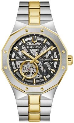Bulova Prestige Automatic (42mm) Black Skeleton Dial / Two-Tone Stainless Steel Bracelet 98A339