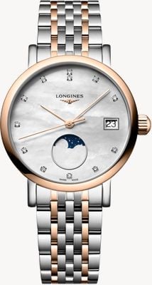 LONGINES Elegant Collection Moonphase Quartz (30mm) Mother-of-Pearl Dial / Stainless Steel Bracelet L43305877