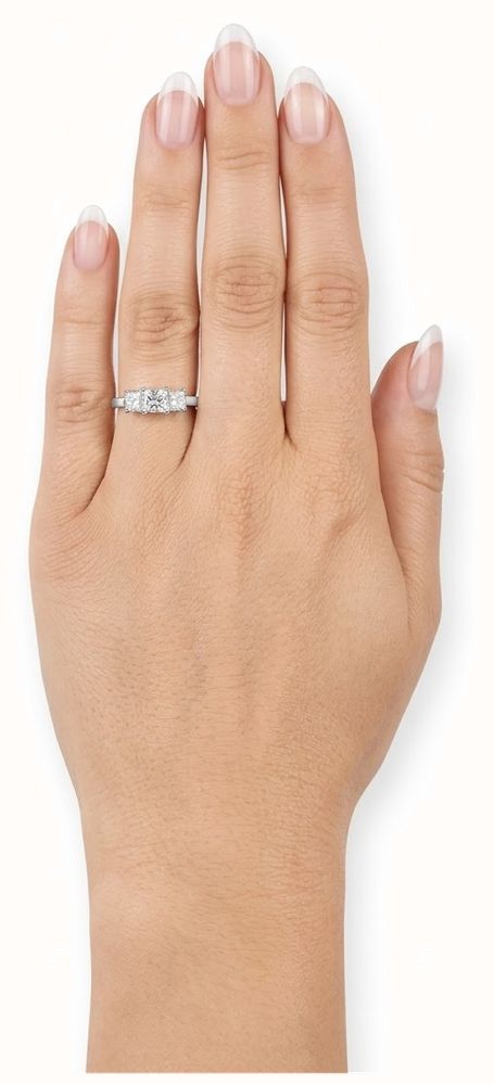 Princess Natural Diamond 18ct White Gold Trilogy Ring JM1372 - alternate view 4