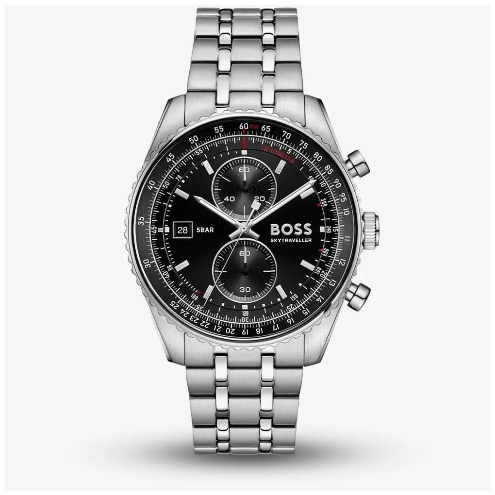 BOSS 1514349 Mens 43mm Stainless Steel Black Dial Watch
