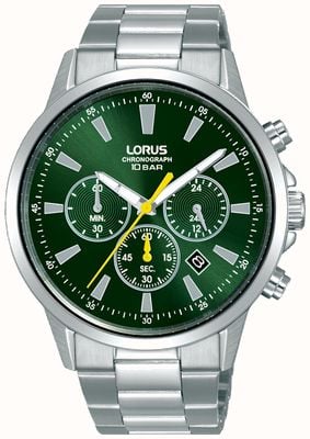 Lorus Sports Quartz Chronograph (43mm) Green Sunray Dial / Stainless Steel Bracelet RT313LX9
