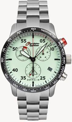 Zeppelin Eurofighter Quartz Chronograph (43mm) Full-Luminescent Dial / Stainless Steel Bracelet 7298M-5
