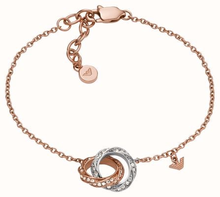 Emporio Armani Women's Crystal-Set Rose Gold-Tone Stainless Steel Interlocking Rings Bracelet EGS3005221
