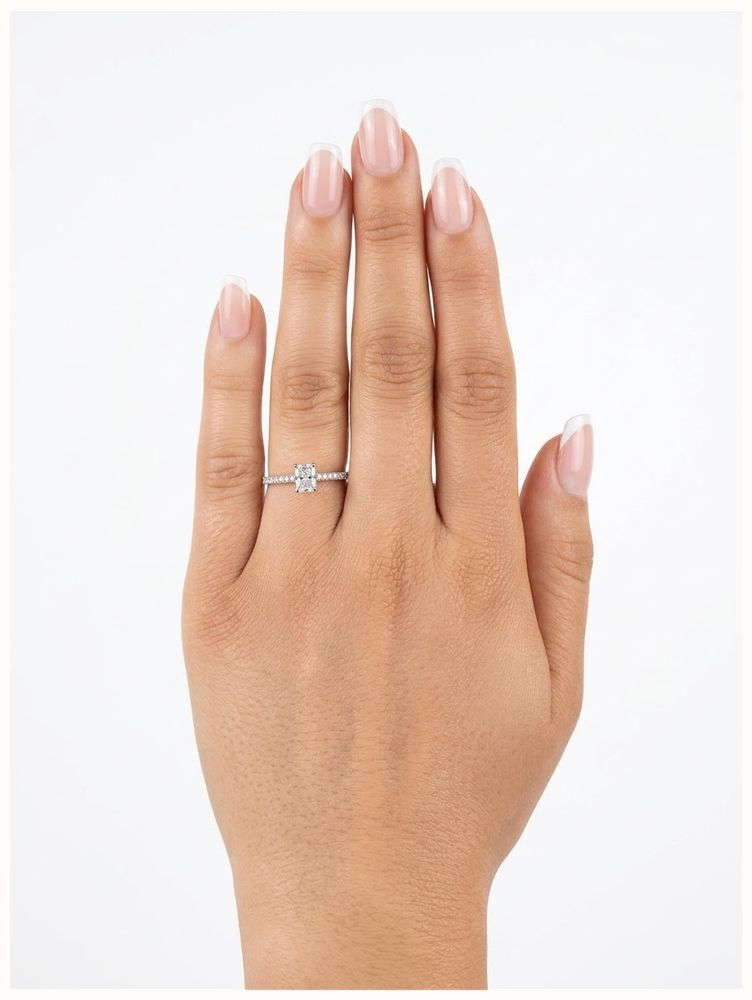 0.52ct Radiant Natural Diamond Platinum Solitaire Side Stone Ring J68153 - alternate view 4