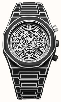 D1 Milano Polychrono Black Sketch (40.5mm) Skeleton Dial / Black Polycarbonate Strap PHBJ14
