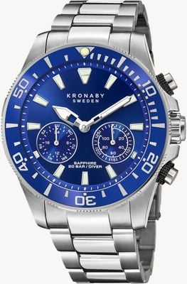 Kronaby DIVER Hybrid Smartwatch (45.7mm) Blue Dial / Stainless Steel Bracelet S3778/1