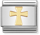 Nomination Classic Cross 18ct Gold & Steel Charm 030105/01