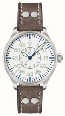 Laco Aachen Polar 39 Automatic Limited Edition (39mm) White Dial / Brown Leather Strap 862184