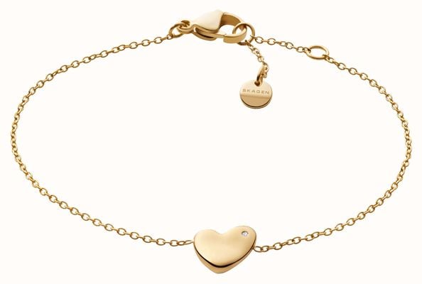 Skagen Women's Gold-Tone Stainless Steel Heart Charm Bracelet SKJ1569710