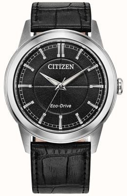 Citizen Eco-Drive Rolan (41mm) Black Dial / Black Leather Strap Watch AW2110-06E