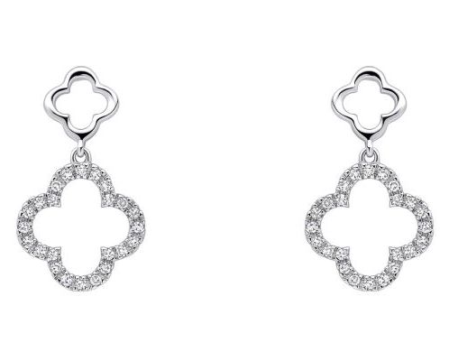 Elements Gold GE2508C Diamond Quatrefoil Drop Earrings In Jewellery