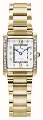Jacques Du Manoir Emily Two-Hand Crystal (19mm) White Dial / Gold PVD Stainless Steel Bracelet JWL05502