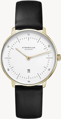 STERNGLAS Naos XS Quartz (33mm) White Dial / Black Leather S01-ND02-KL08