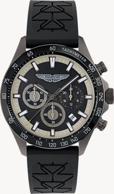 Aston Martin SPT Icon Quartz Chronograph (44mm) Black Dial / Black Silicone Strap MTIS2S606