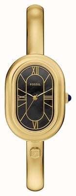 Fossil Sloan Three-Hand (25mm) Black Mother-of-Pearl Dial / Gold PVD Stainless Steel Bangle Bracelet ES5456