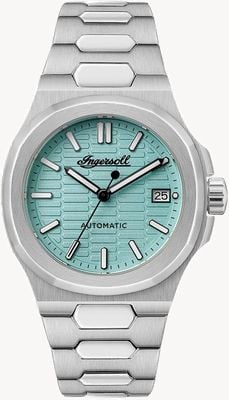 Ingersoll THE CATALINA Automatic (38mm) Honeycomb Textured Turquoise Dial / Stainless Steel Bracelet I14601