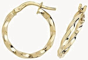 Treasure House 9k Yellow Gold Hoop Earrings 15 mm ER1008-15