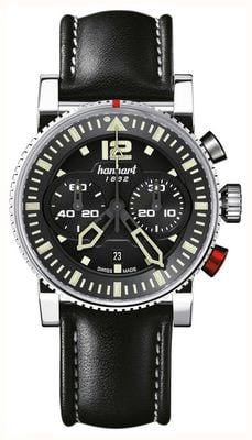 Hanhart PRIMUS Pilot Automatic Chronograph (44mm) Black Dial / Black Leather Strap - M 740.210-0020