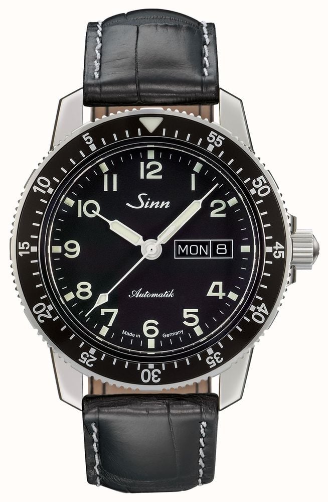 Sinn 104.011 BLACK ALLIGATOR EFFECT WHITE STITCH