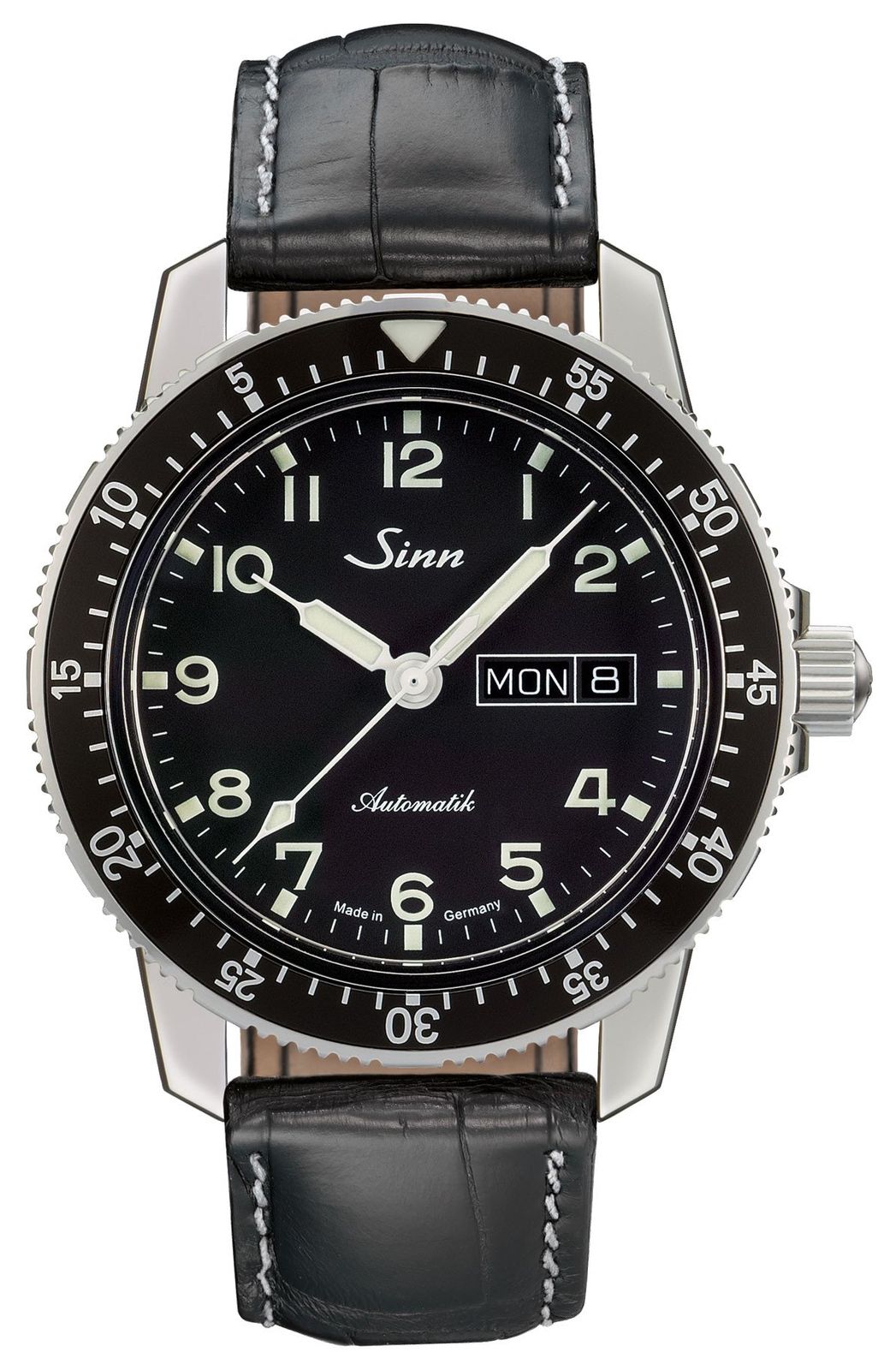Sinn 104.011 BLACK ALLIGATOR EFFECT WHITE STITCH 104 St Sa A Watch