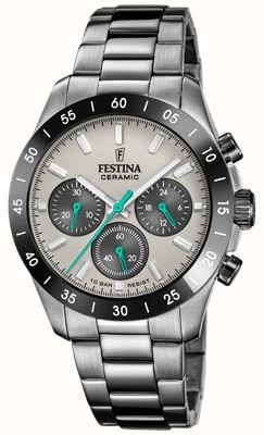 Festina Ceramic Chronograph (39mm) Grey Dial / Stainless Steel Bracelet F20703/1