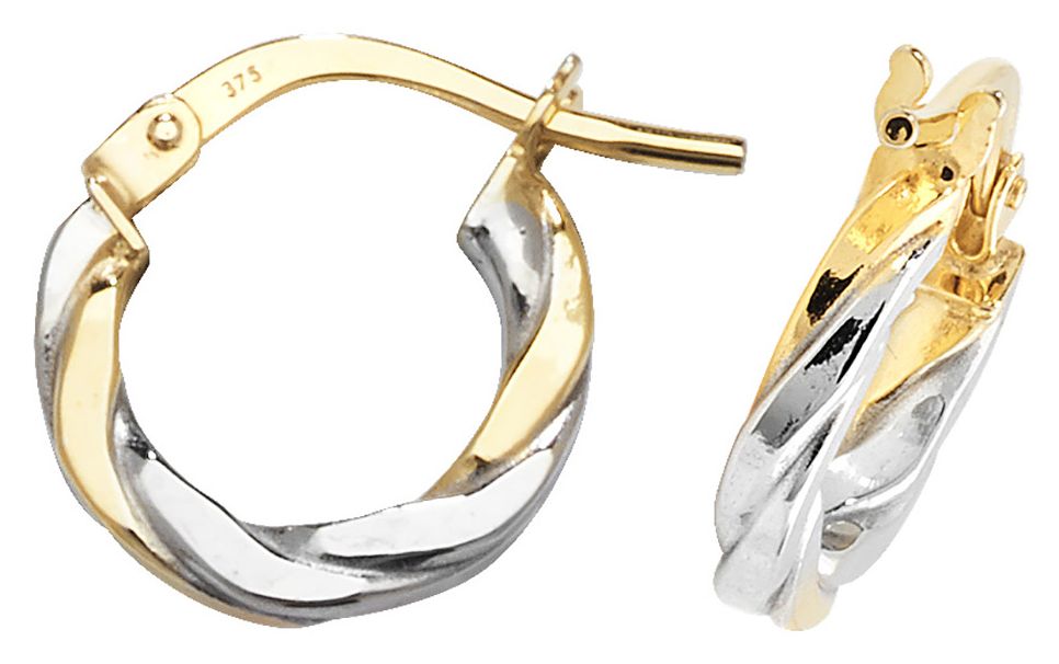 Treasure House ER1041YW-08 9ct Yellow/White Gold 08mm Hoop Jewellery