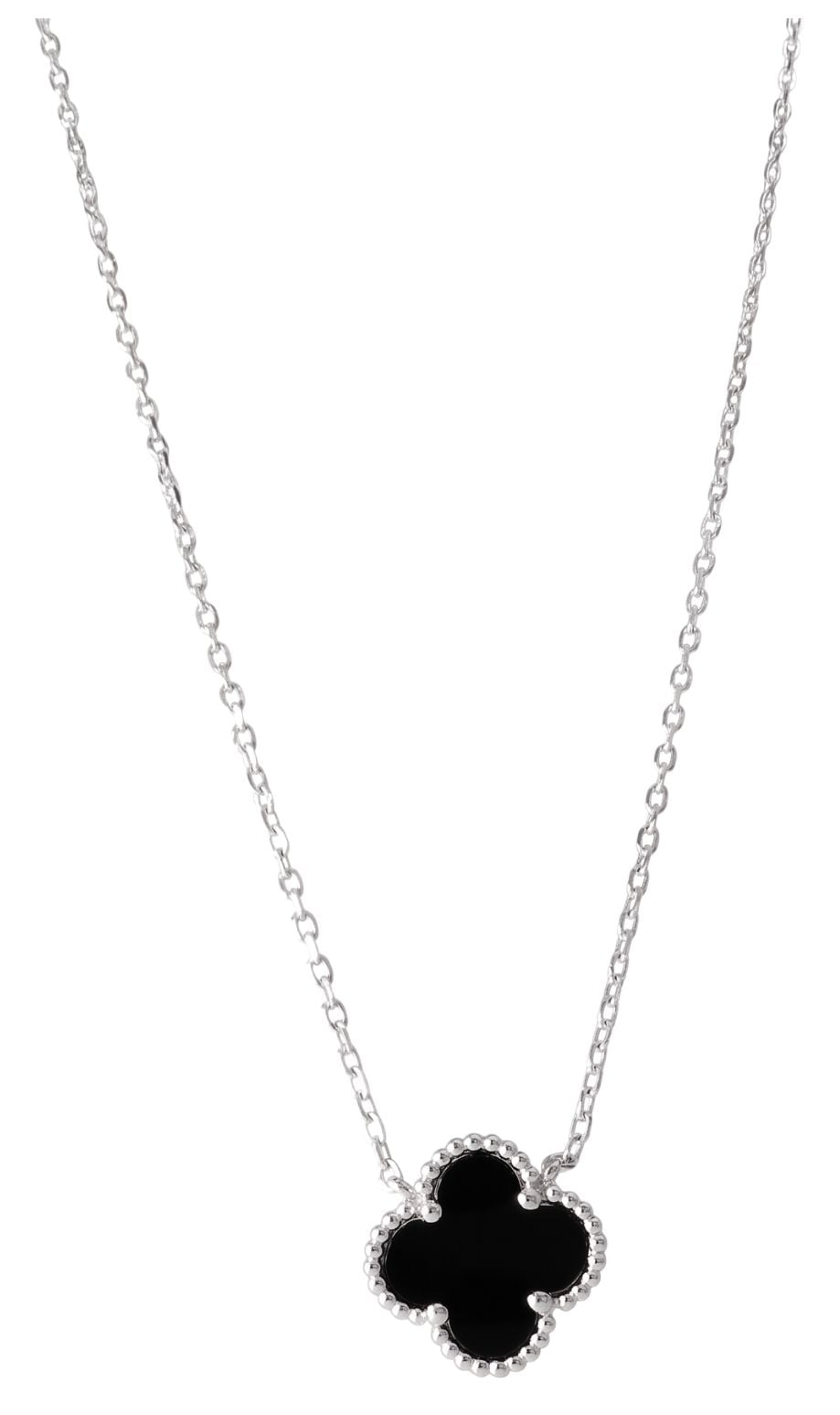 James Moore BN98118 Sterling Silver Black Onyx 4 Leaf Clover Jewellery