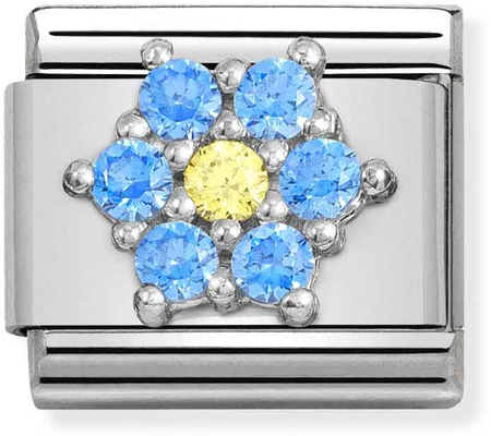 Nomination Composable CL SYMBOLS Steel Cz And Silver 925 RICH LIGHT BLUE And YELLOW Flower 330322/04