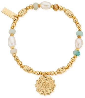 ChloBo TREASURES OF BALI Dreamer's Paradise Pearl Charm Bracelet - 18ct Gold Plated GBAP3535