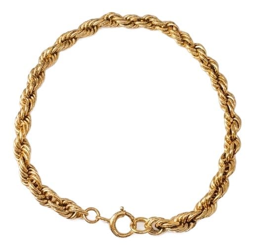 Pre-owned J29248 9ct Yellow Gold Solid Link Rope Bracelet Jewellery