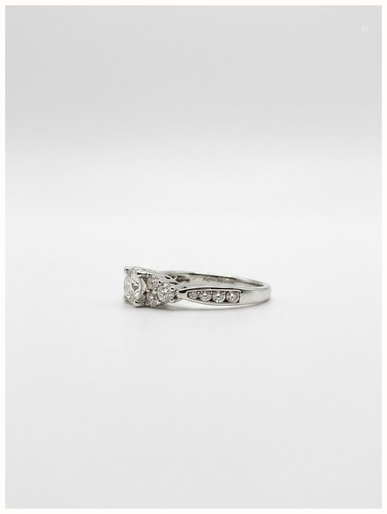 Pear & Round Brilliant Natural Diamond 18ct White Gold Trilogy Ring JM7649 - alternate view 2