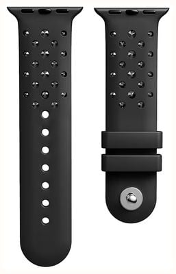 Swarovski Watch strap, Silicone with stitching, Black, Stainless steel 5755228