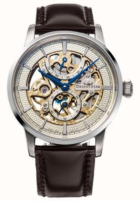 Orient Star M45 Classic Full-Skeleton (38.8mm) Champagne Dial / Brown Leather Strap RE-AZ0004S00B