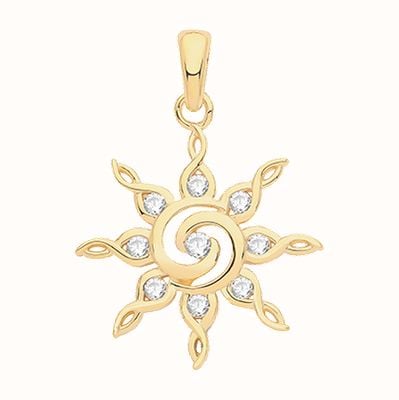 James Moore TH SILVER GOLD PLATED CZ SET TWIRL STAR PENDANT G61082GP