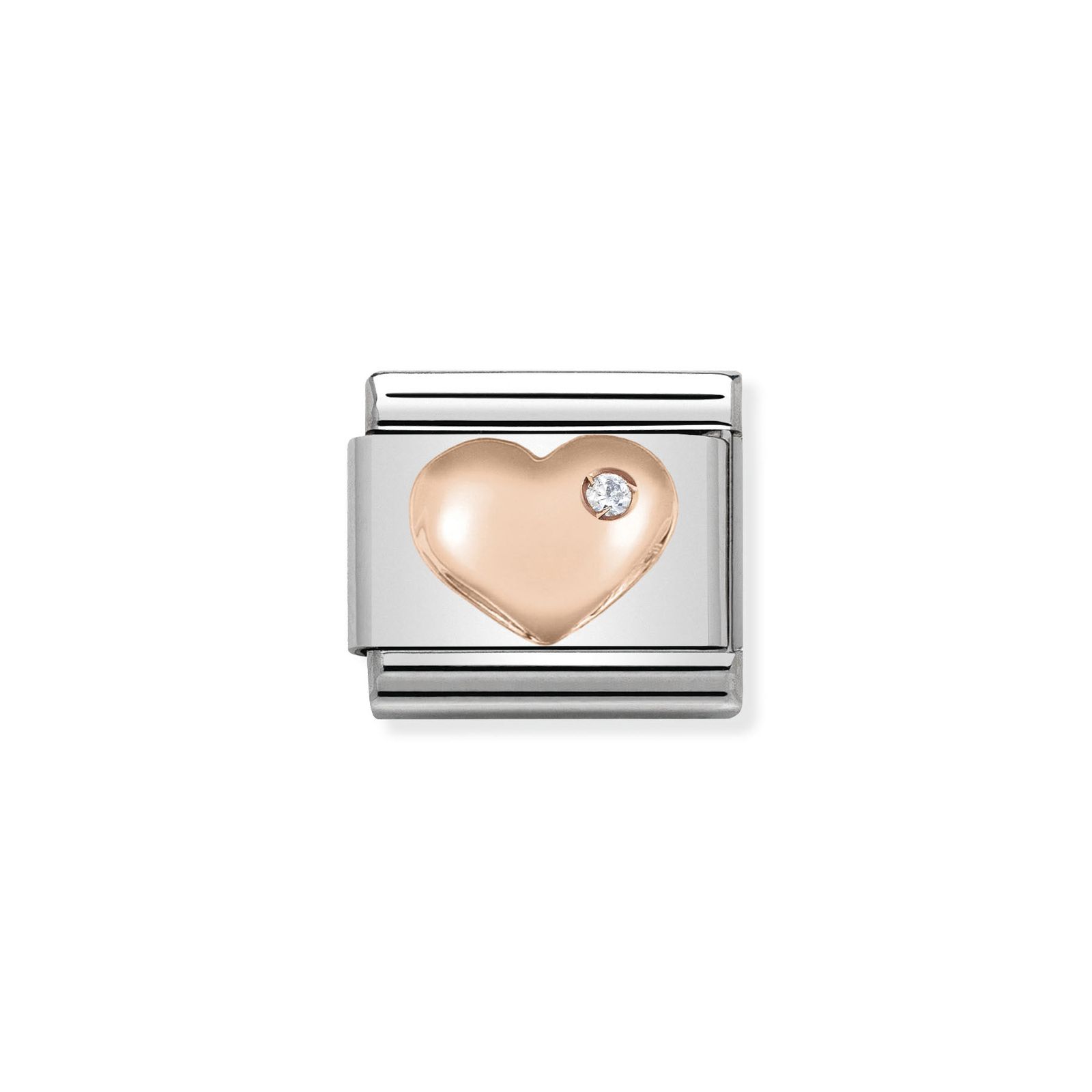 Nomination 430305/01 Classic Heart 9ct Rose Gold & Steel Jewellery