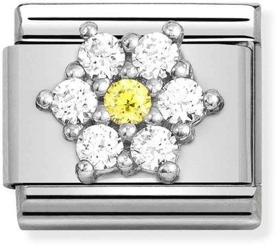 Nomination Composable CL SYMBOLS Steel Cz And Silver 925 RICH WHITE And YELLOW Flower 330322/01