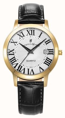 Jacques Du Manoir Genesis Three-Hand Quartz (38mm) Silver Dial / Black Leather Strap JWG04805
