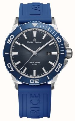 Maurice Lacroix Pontos S Solar Date (42mm) Blue Smoked Translucid Dial / Blue Rubber Strap Watch PT1008-SSL40-430-4
