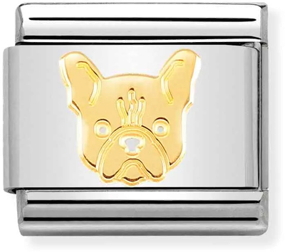 Nomination Classic French Bulldog 18ct Gold & Steel Charm 030162/54
