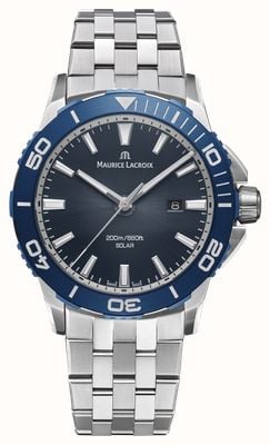Maurice Lacroix Pontos S Solar Date (42mm) Blue Smoked Translucid Dial / Stainless Steel Bracelet Watch PT1008-SSL42-430-1