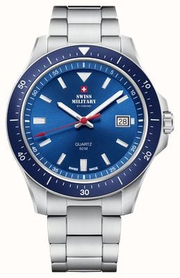Swiss Military by Chrono Men's Sports (42mm) Blue Dial / Stainless Steel Bracelet SM34082.02