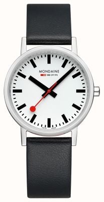 Mondaine Classic (36mm) White Dial / Black Vegan Grape Leather Strap A660.30314.11SBBV