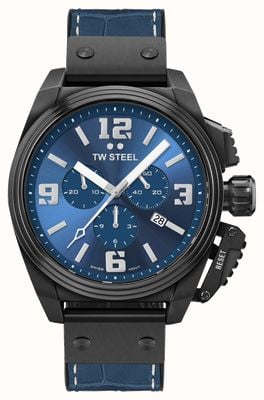 TW Steel Canteen Chronograph PVD (46mm) Midnight Blue Dial / Midnight Blue Leather Strap TW1016