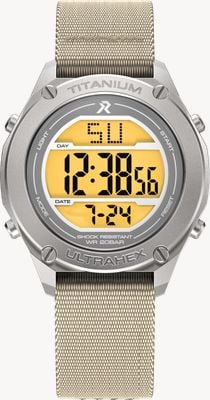 RZE 'Field Grade' UTD-8000 Multi-Function (42mm) Yellow Display / Cream Elastic Nylon Strap UTD-8000-GR