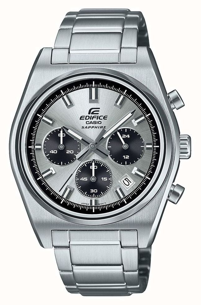 Casio EDIFICE Motorsports Chronograph 40mm Silver Sunray Dial Stainless EFB 730D 7AVUEF First Class Watches