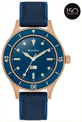 Bulova MIL-Ships Bronze - 150th Anniversary Special Edition (41mm) Deep Blue Dial / Blue Rubber Strap 98A325