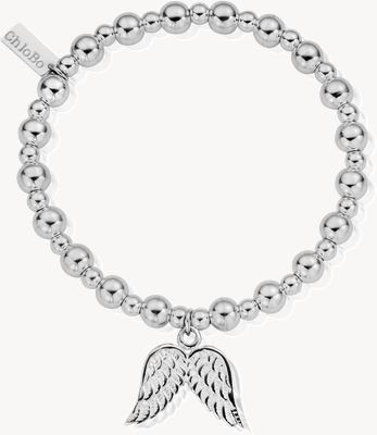 ChloBo Sterling Silver Mini Small Ball Double Angel Wing Bracelet SBMSB702
